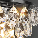 Modern Round Crystal Flush Mount Ceiling Light in Matte Black for Bedrooms and Corridors
