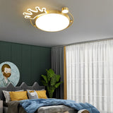Modern Copper Crown LED Flush Mount Ceiling Light with 3 Color Dimming