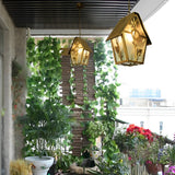 Bronze Outdoor Chandelier Waterproof Glass Pendant Light for Cabin Porch and Garden Illumination