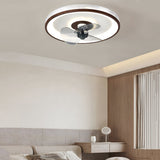Modern 20 Inch Walnut Flush Mount Ceiling Fan with Dimmable LED Light and 6 Speed Remote