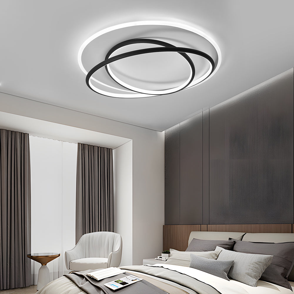 Modern Circular Ring LED Ceiling Light Nordic Style Flush Mount with 3 Step Color Dimming