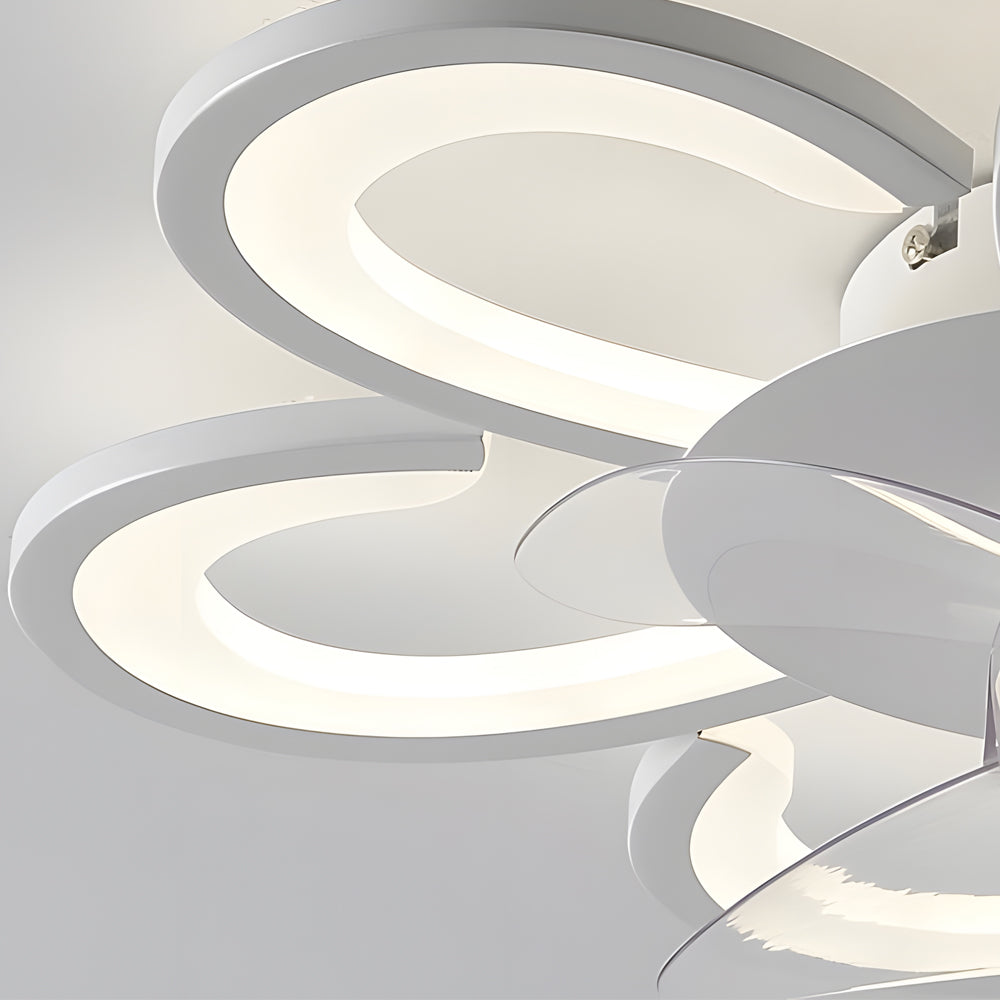 Modern 19.7 Inch White Flower Flush Mount Ceiling Fan with Remote Control and Dimmable LED Light