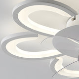 Modern 19.7 Inch White Flower Flush Mount Ceiling Fan with Remote Control and Dimmable LED Light