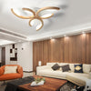 Modern Oak Wood Floral LED Semi Flush Mount Ceiling Light with Petal Acrylic Shades