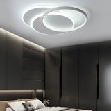 Modern Three Ring White Acrylic LED Flush Mount Ceiling Fixture for Bedroom and Kitchen