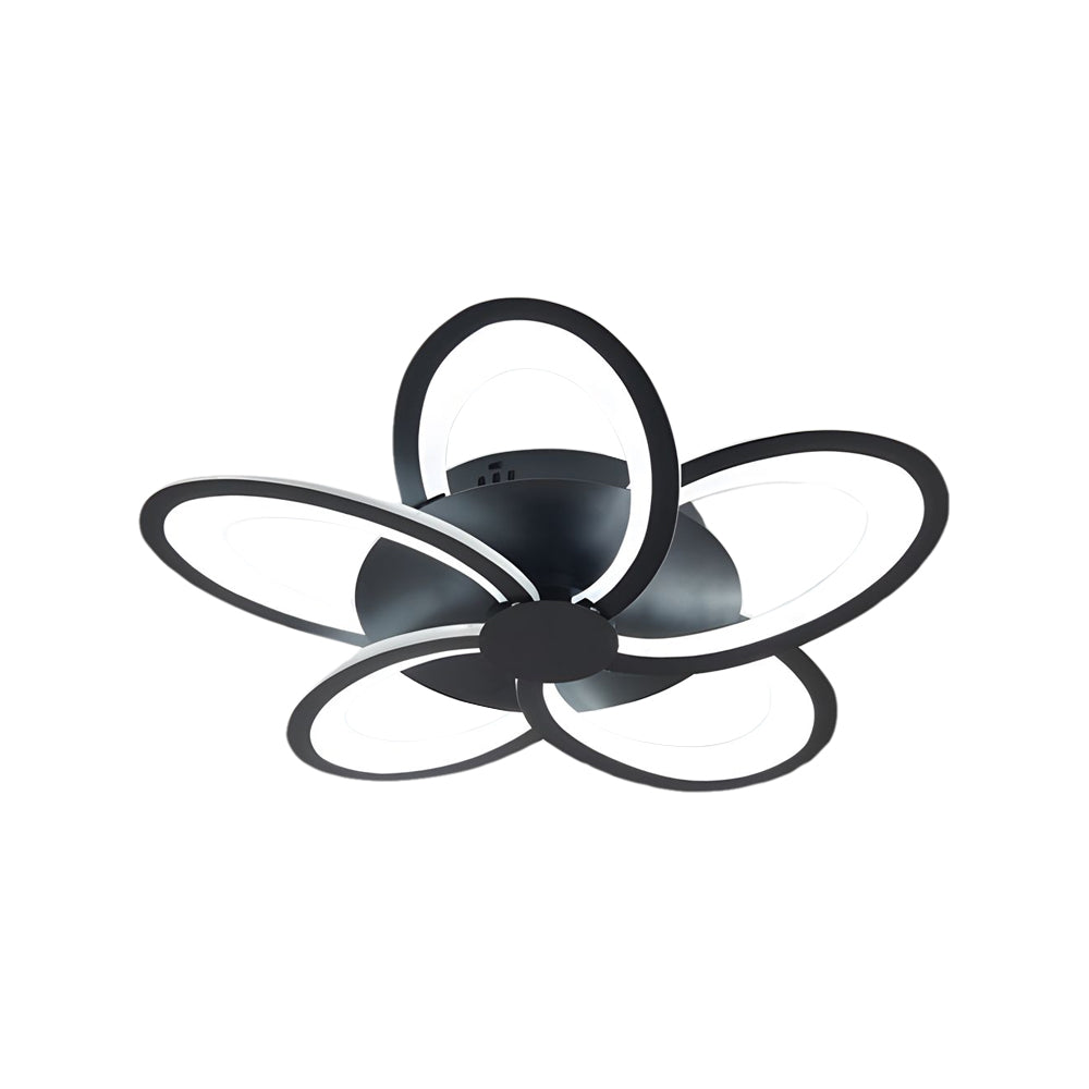 Geometric Flower LED Flush Mount Ceiling Light with Acrylic Petal Design in Black