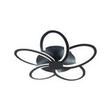 Geometric Flower LED Flush Mount Ceiling Light with Acrylic Petal Design in Black