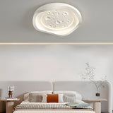 Modern Geometric Lunar White Resin LED Flush Mount Wave Ceiling Light Fixture