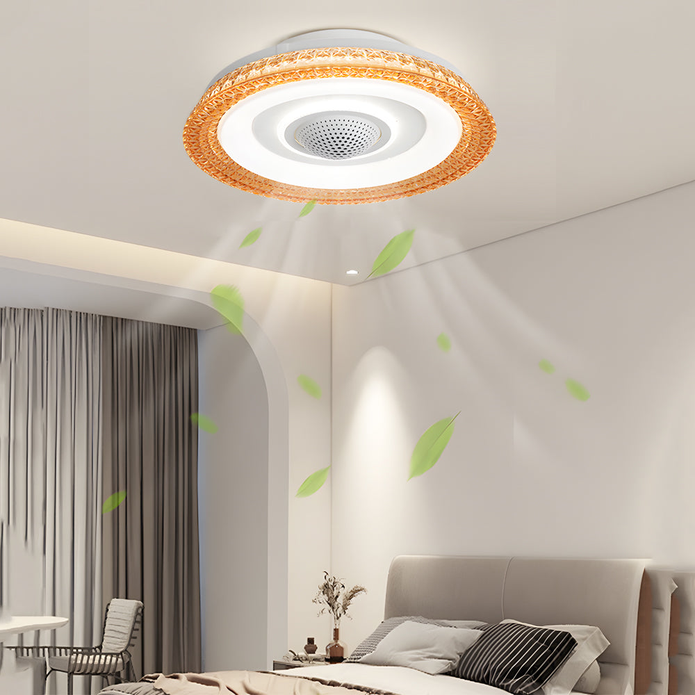 Modern 20 Inch Bladeless Smart Ceiling Fan with Dimmable LED Light and Remote Control