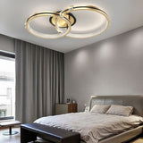 Modern Brushed Gold Circular Multi Ring LED Ceiling Light Fixture with 3 Step Color Dimming