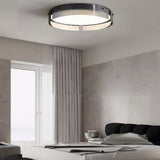 Modern Round Black Stripe Glass LED Flush Mount Ceiling Light 16.5 and 20.5 Inch Copper Fixture