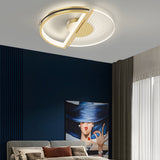 Modern Gold LED Ceiling Light with Crystal and Leather Detail 3 Step Dimming Round Flush Mount Fixture