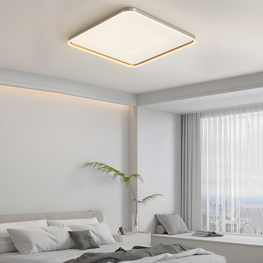 Modern Geometric Dimmable LED Flush Mount Ceiling Light in Brushed Gray Aluminum