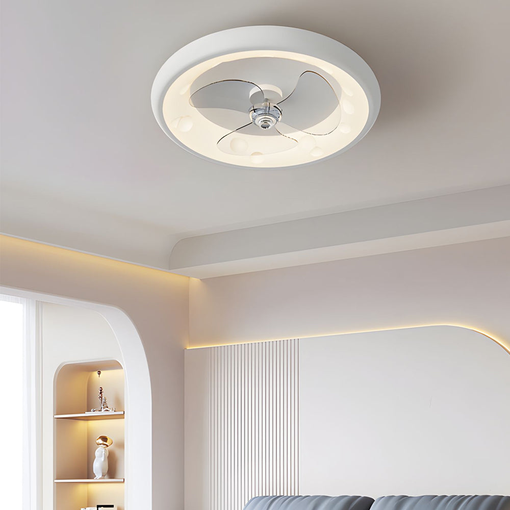 Modern Flush Mount LED Ceiling Fan with Remote 4 Speed Quiet Motor and Dimmable 3 Blade Lamp