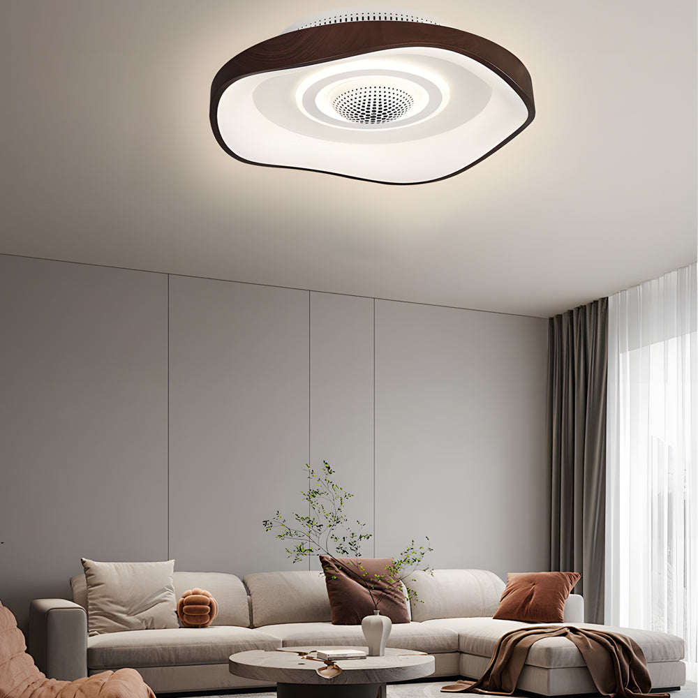 20 Inch Low Profile Flush Mount Bladeless Ceiling Fan with Dimmable LED Light and Remote
