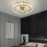 Modern 360 Degree Rotating Flush Mount Ceiling Fan with Light and 3 Step Dimming LED
