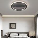 Modern Round Black Glass LED Flush Mount Ceiling Light with 3 Color Dimming
