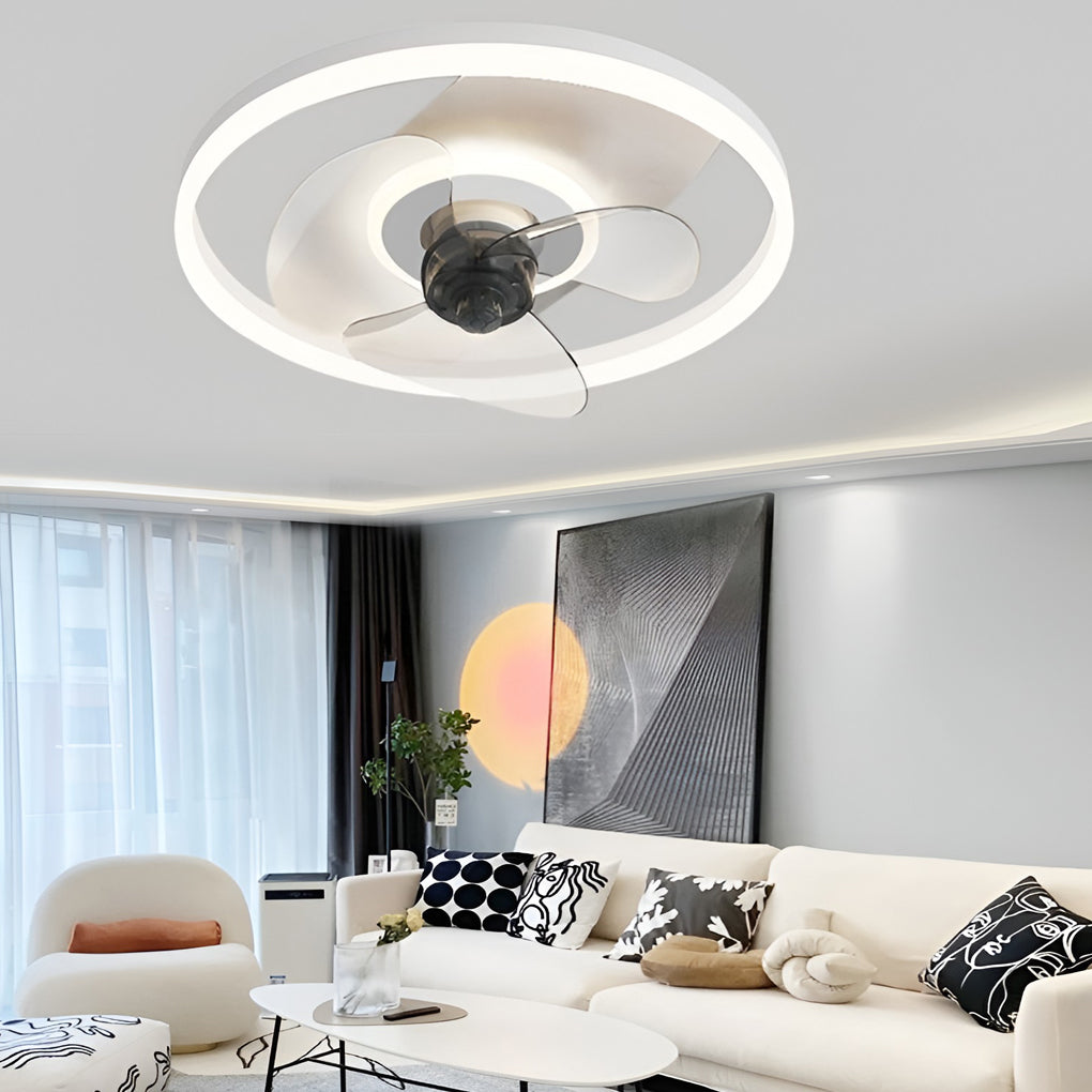 Modern 20 Inch Low Profile Inverter Ceiling Fan Light with Remote Control and Stepless Dimming