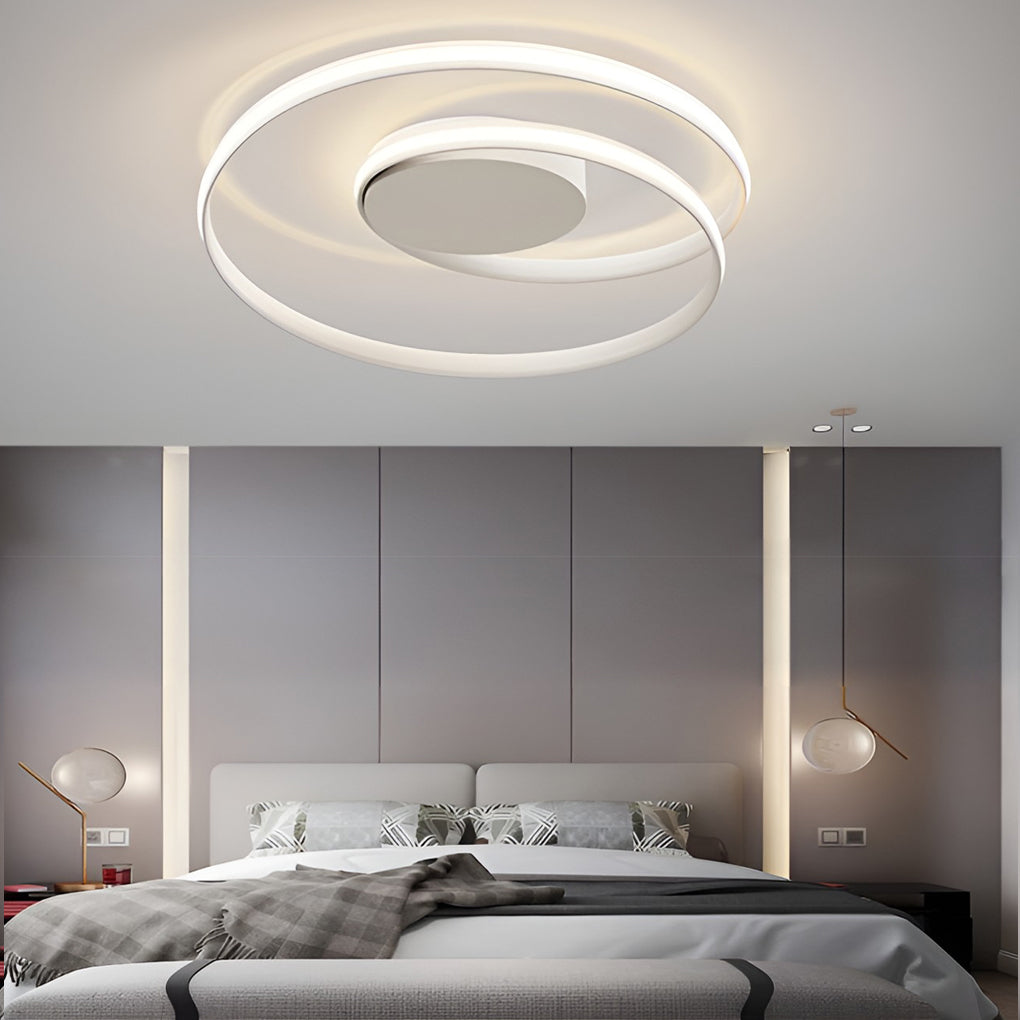 Modern Circular Iron LED Ceiling Light with Remote Stepless Dimming Flush Mount