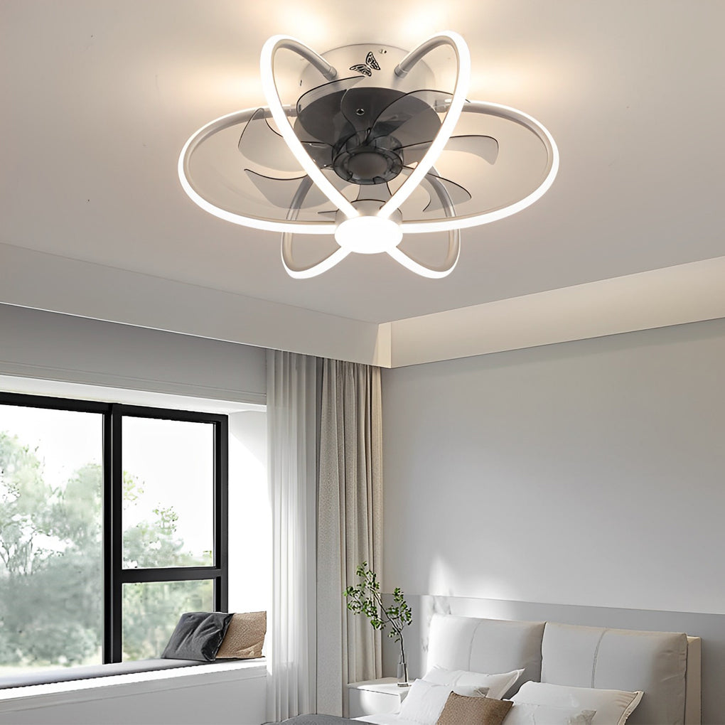 Creative Flower Shaped Bladeless Ceiling Fan with Dimmable LED Light and Remote Control