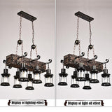 6 Light Antique Wood Lantern Chandelier Rustic Farmhouse Ceiling Pendant Light Fixture