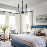 6 Light Iron Candlestick Chandelier Modern Farmhouse Pendant Light for Dining Room and Living Room