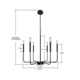 6 Light Iron Candlestick Chandelier Modern Farmhouse Pendant Light for Dining Room and Living Room