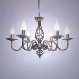 6 Light Modern Candle Style LED Chandelier Rustic Industrial Pendant Hanging Ceiling Lamp