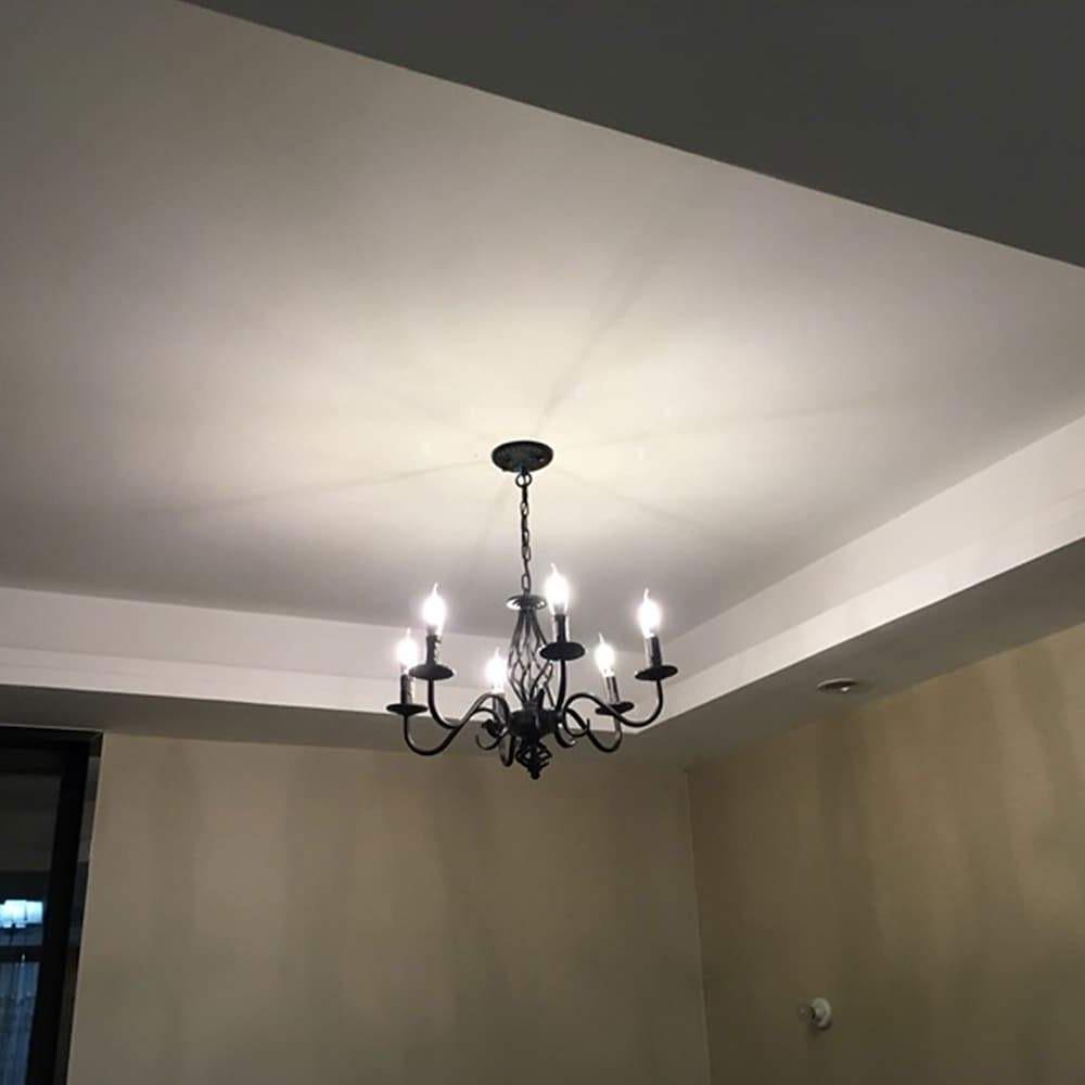 6 Light Modern Candle Style LED Chandelier Rustic Industrial Pendant Hanging Ceiling Lamp