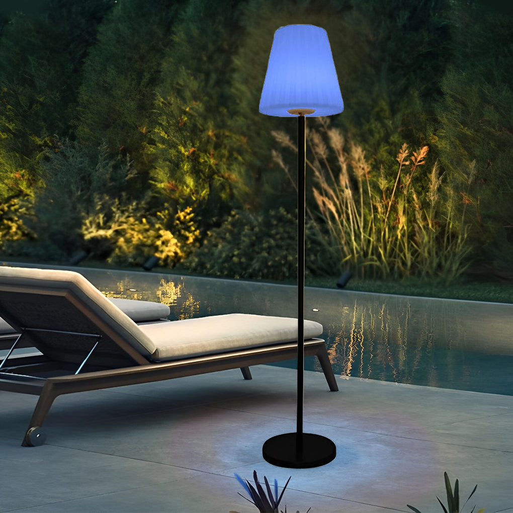 60 Inch Smart Outdoor Solar Floor Lamp with App Controlled RGB and Warm White Lighting