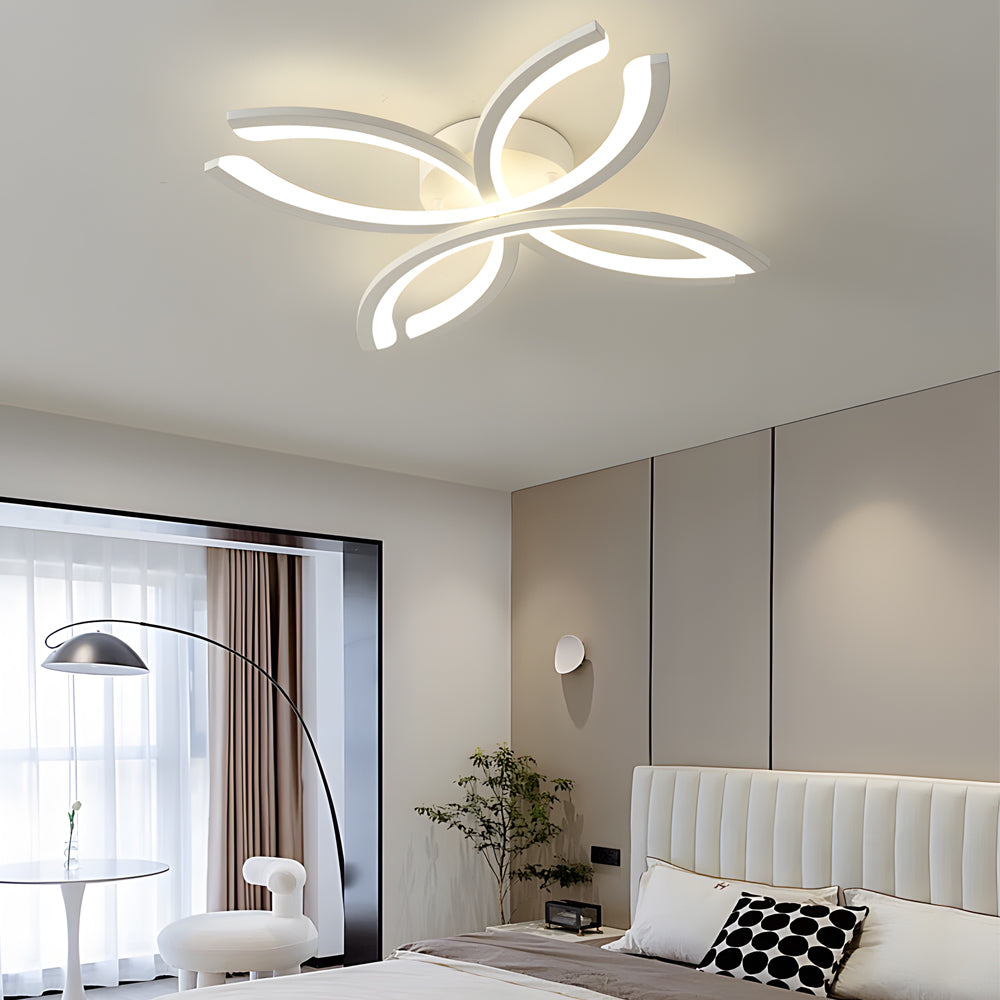 Modern Flower Shaped Acrylic LED Ceiling Light Dimmable Flush Mount Fixture for Bedroom and Living Room