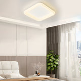 Modern Square and Round LED Ceiling Light Fixture with 3 Step Color Dimming in Milky White