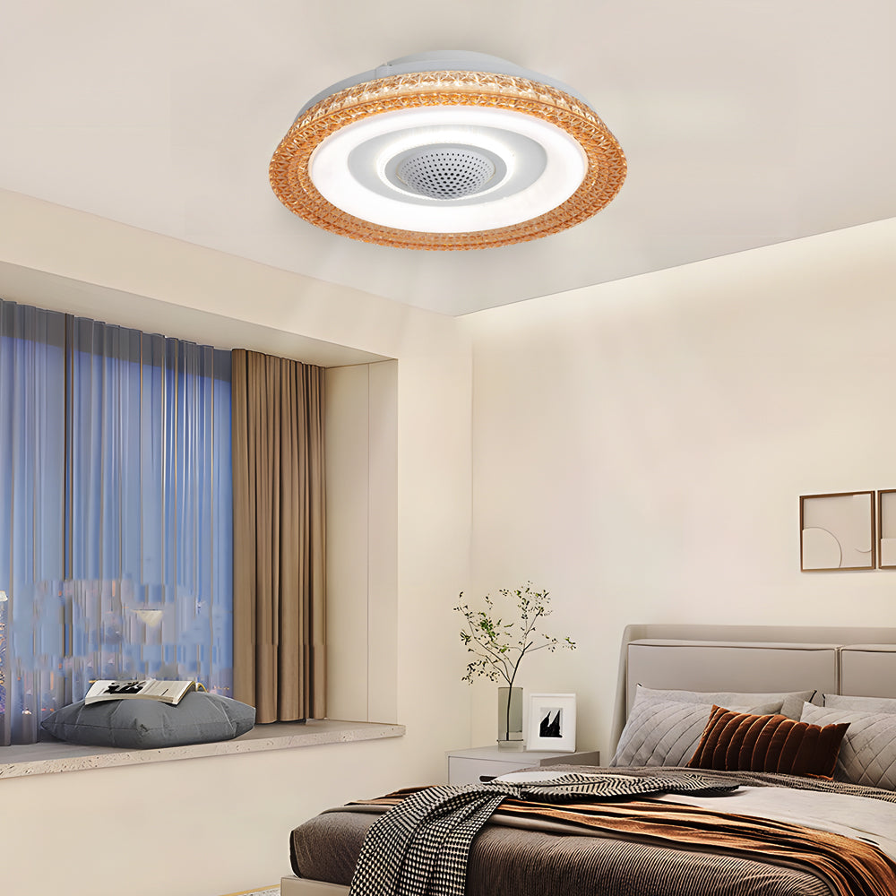 Modern 20 Inch Bladeless Smart Ceiling Fan with Dimmable LED Light and Remote Control