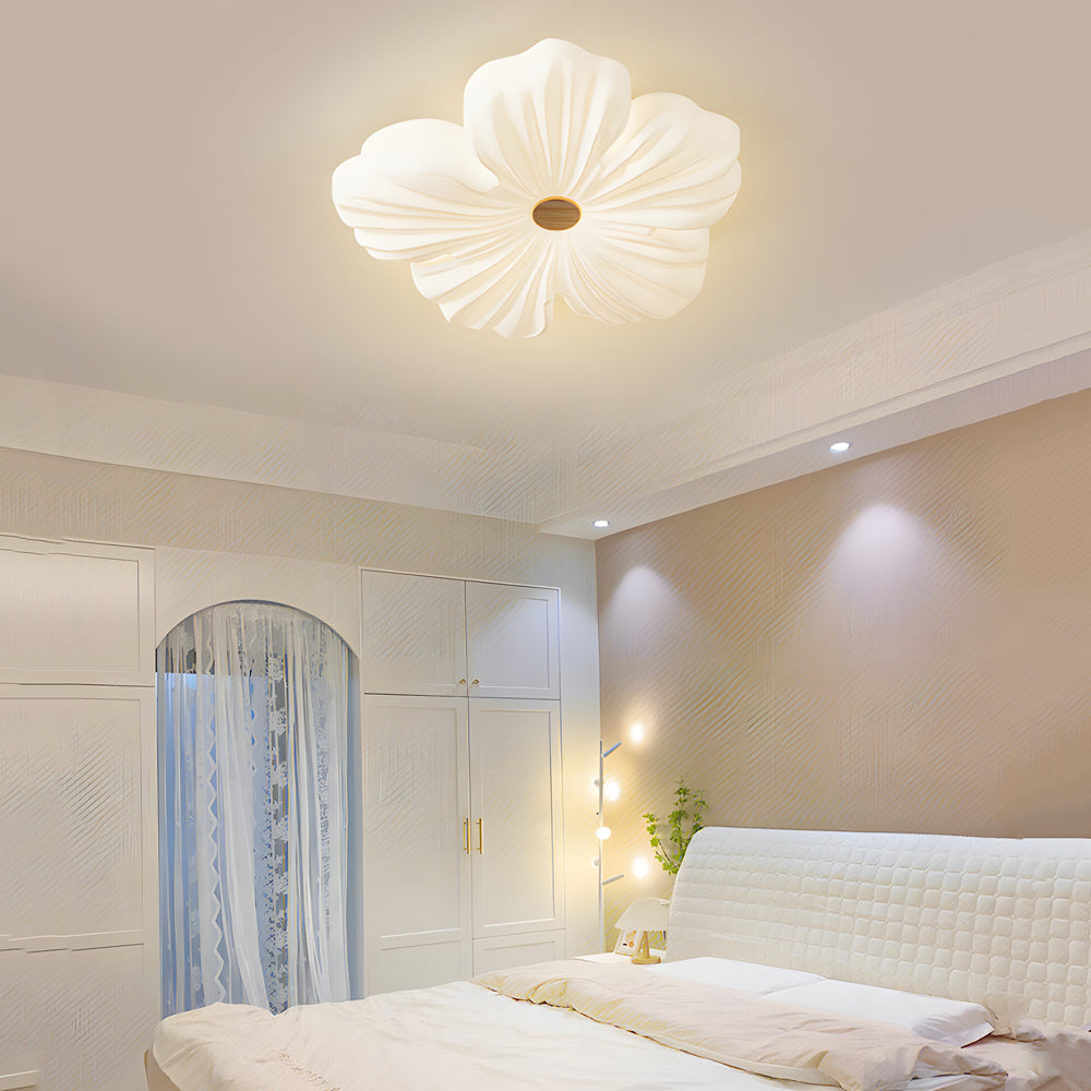 Modern White Acrylic Flower Shape LED Ceiling Lamp Flush Mount for Bedroom