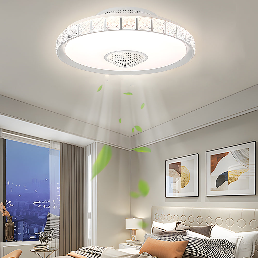 Modern 20 Inch Flush Mount Bladeless Ceiling Fan with Integrated LED Lighting and Remote Control