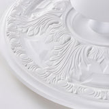 Ornate White Plaster Relief LED Flush Mount Round Ceiling Light Dimmable 19.7 Inch