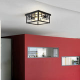 Modern Rustic Black Waterproof Outdoor Flush Mount Ceiling Light for Garden and Terrace