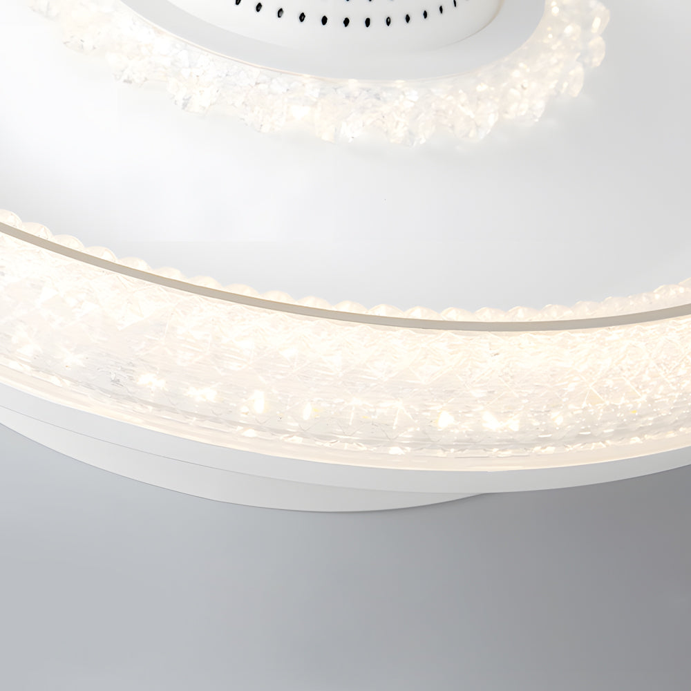 Modern Smart Bladeless Ceiling Fan with Dimmable LED Light and Air Sterilization Filter in White
