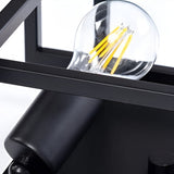 Modern Industrial Square Iron Lantern Flush Mount Ceiling Light Metal Cage Fixture in Black