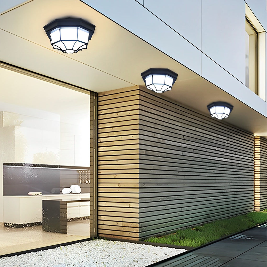 European Style Outdoor LED Flush Mount Ceiling Light Waterproof Aluminum Porch Lamp