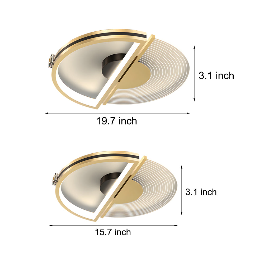 Modern Gold Round LED Ceiling Light with Three Step Dimming for Bedroom and Study