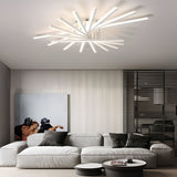 Modern Nordic Creative Strip LED Ceiling Light White Dimmable Flush Mount Chandelier