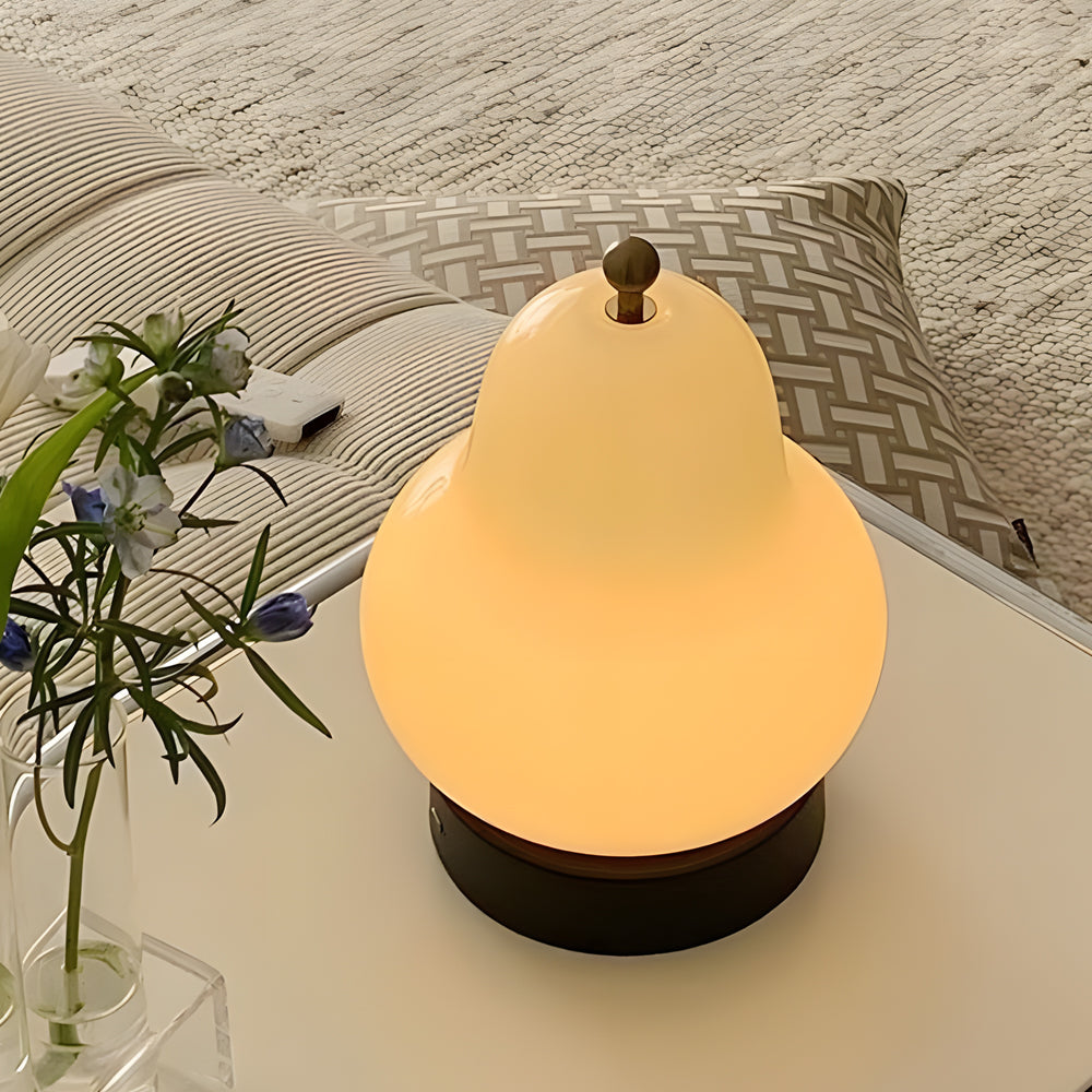 Glass Pear LED Table Lamp with Touch Control and 3 Color Dimming Modes Portable Ambient Light