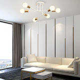 Modern 6 Light Sputnik Semi Flush Mount Ceiling Fixture with Rotatable Iron Arms 22 Inch