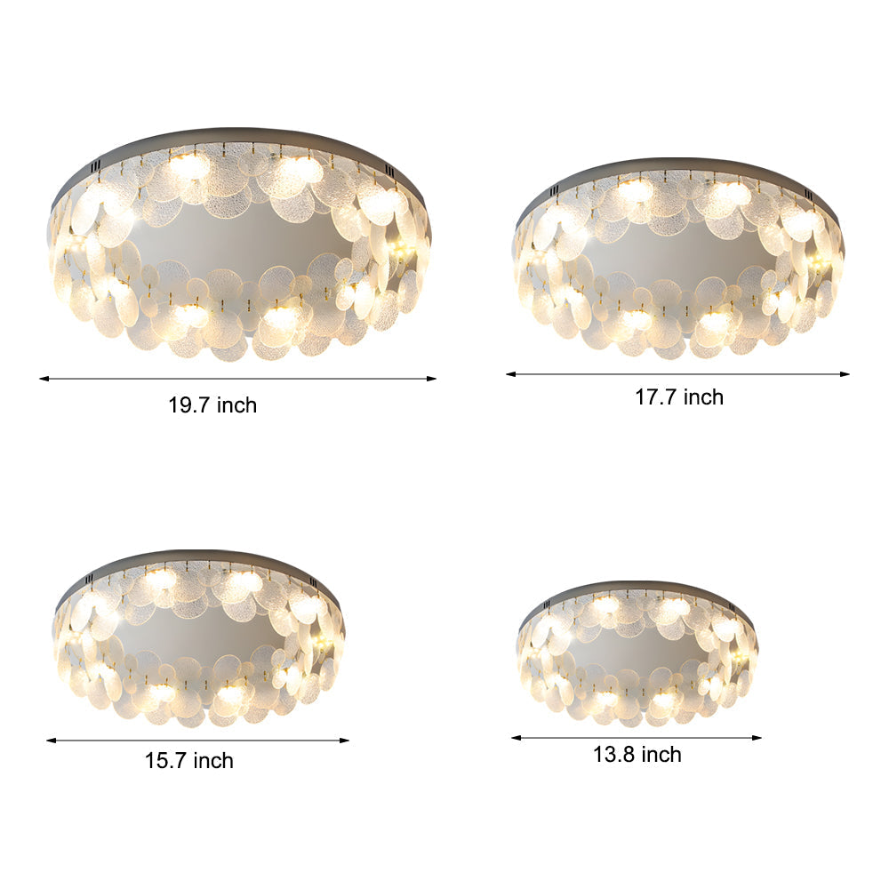Modern Glass Seashell LED Ceiling Flush Mount Light with 3 Color Dimming for Bedroom Study Nursery