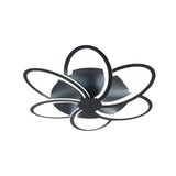 Geometric Flower LED Flush Mount Ceiling Light with Acrylic Petal Design in Black