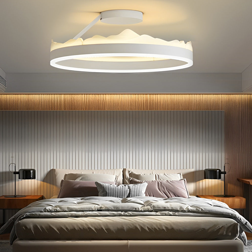 Modern Round Dimmable LED Ceiling Light White Nordic Flush Mount Fixture for Living Room