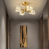 Modern Copper Crystal Ceiling Light Fixture with 180 Degree Adjustable Multi Light Shades