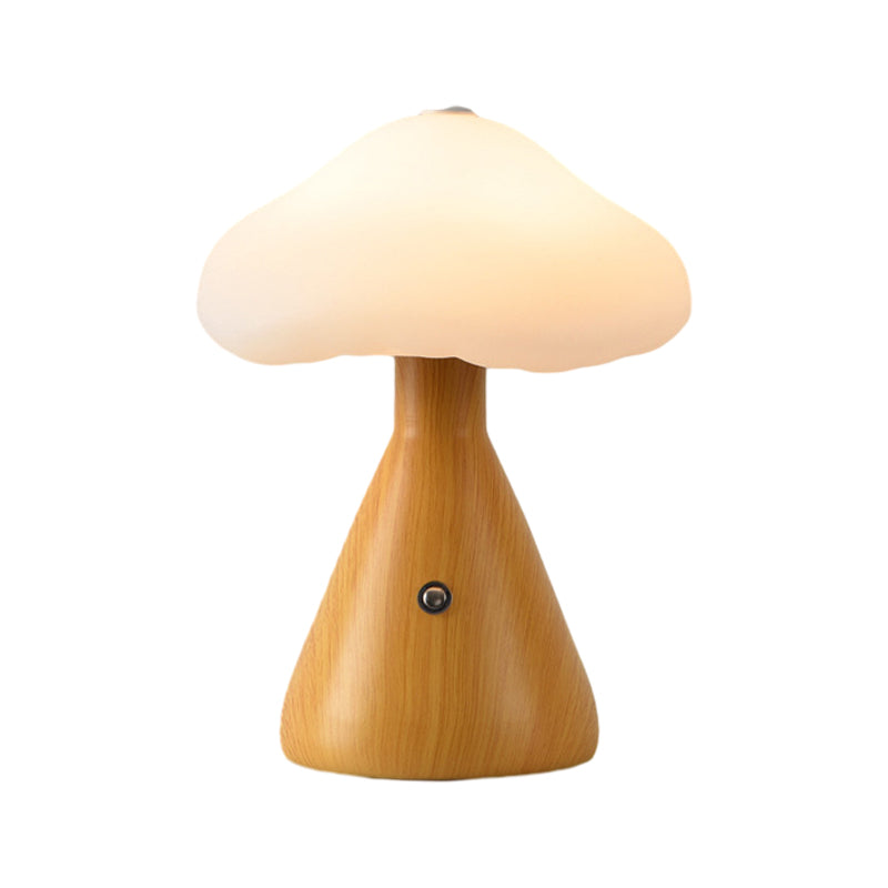 Modern Brushed Metal Mushroom LED Table Lamp with Touch Dimming for Bedroom