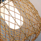 Rustic Modern Outdoor Rattan Pendant Light 10W LED Waterproof Ceiling Hanging Lantern for Garden and Porch